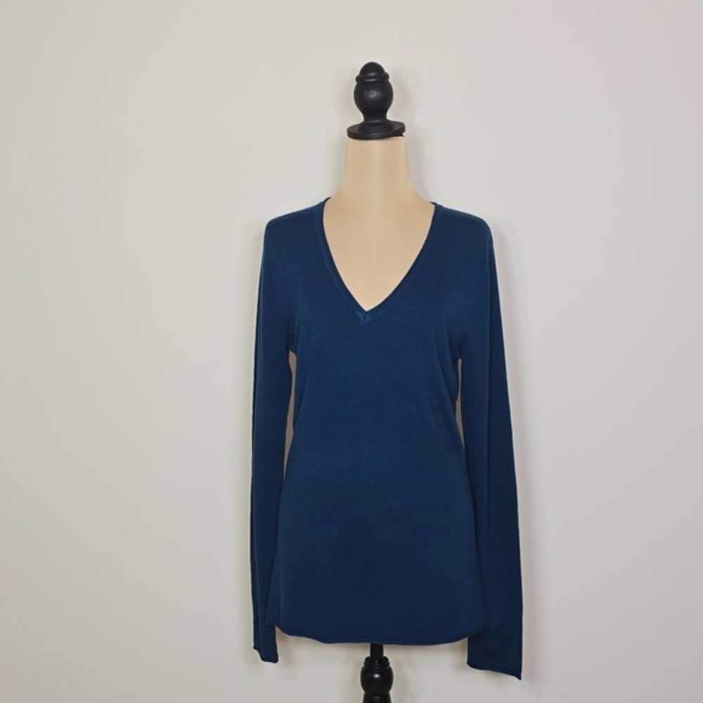 Grace Elements Deep Teal V‎ Neck Long Sleeve Sweater Top Women's Size S